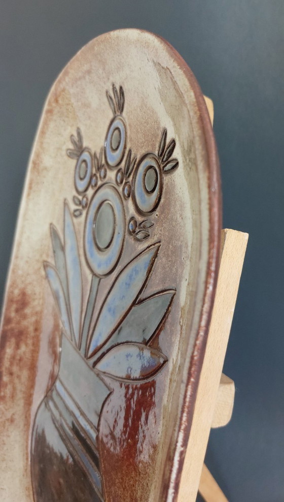 Image 1 of Marie-Henriette Bataille para Atelier Dour - Placa de pared de cerámica de mediados de siglo (Bélgica, década de 1960)