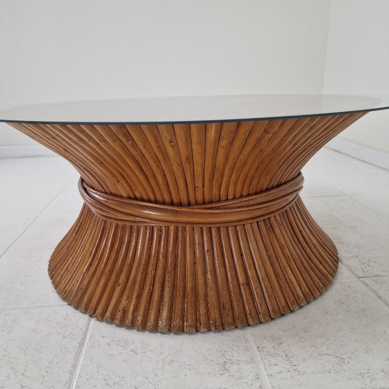 Image 1 of Sheaf of Wheat Bamboo Coffee Table by McGuire, USA, circa 1970