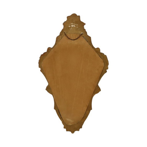 Image 1 of Espejo antiguo estilo barroco con remate, clásico dorado, Francia, 62 cm.