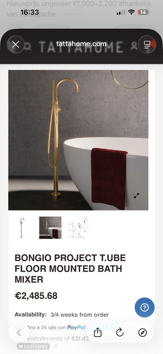 Image 1 of Bongio vrijstaande design badkraan met natuurstenen voet – compleet met inbouwbox