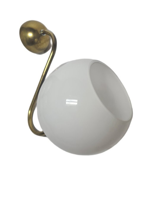 Art Deco wandlamp, Polen, jaren 1950 – Wandlampen, Glass, Brass (photo 3 of 5)