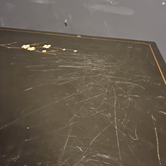 Image 1 of Vintage Chinese cabinet birds, flowers gold leaf bohemian cabinet / oriental cabinet / chinese cabinet