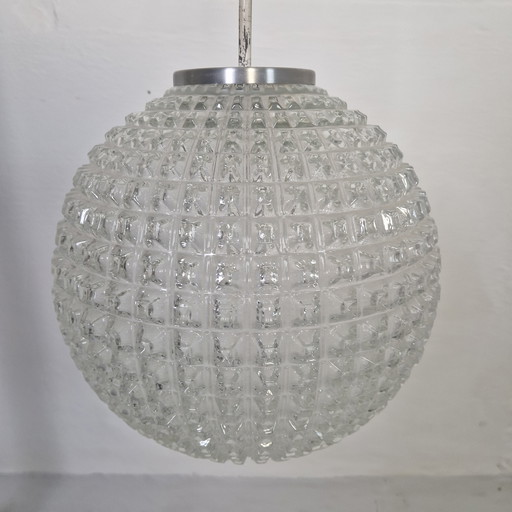 Toffe grote vintage glazen bollamp