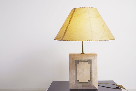 Image 1 of Vintage Marble Table Lamp Italian Art Deco Stone Lamp Geometric Marble Lighting Mid Century Modern Accent Lamp