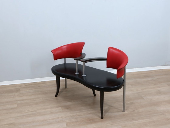 Image 1 of Italienische Bank im postmodernen Design der 1990er Jahre in Schwarz und Rot