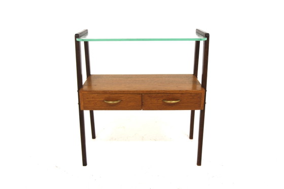 Commode Scandinave en Teck, Sweden, 1950, Verre, Scandinavian (photo 2 sur 5)