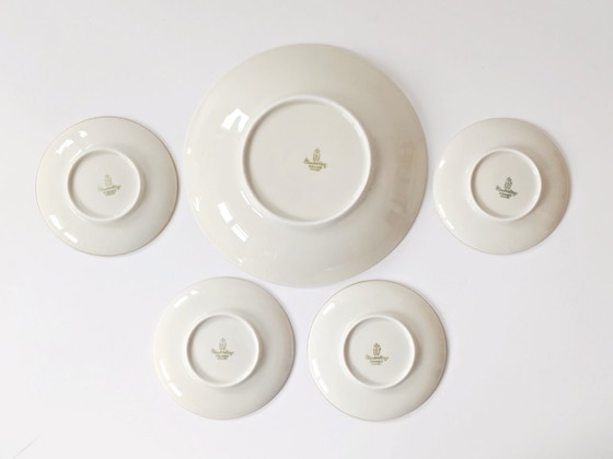 Image 1 of Set 4 Onderzetters + 1 Koekjesbord 1960 Bloemen Decor | Winterling Röslau Bavaria Porselein