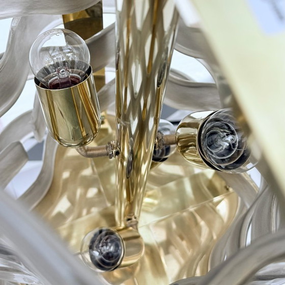 Pendelleuchte aus Muranoglas und Messing, Pendelleuchten, Murano-Glas, Grau, Italian Design (Foto 11 von 12)