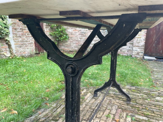Tuintafel Bistrotafel Met Marmer Frans Antiek Frans – Marble, Wood (photo 3 of 17)