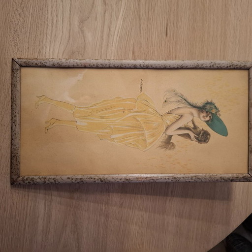 2 x Art Nouveau drawing by Gaspar Camps