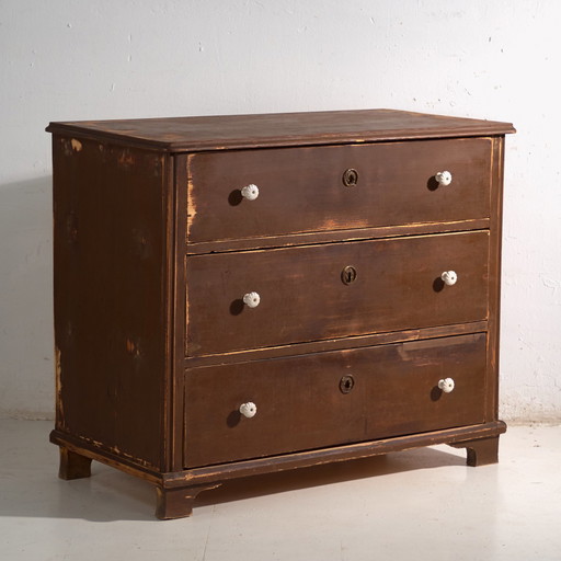Commode Antique en Bois de Pin – Europe Centrale, circa 1880