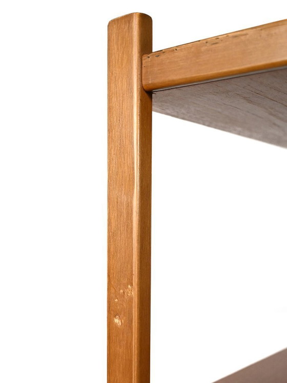 Image 1 of Skandinavisches Teak-Bücherregal mit ausziehbarem Schreibtisch