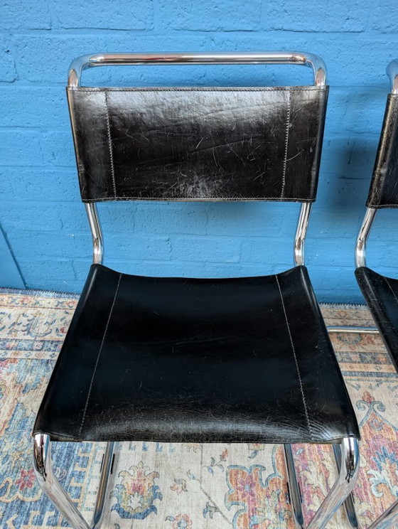 Image 1 of 6 sedie a slitta vintage S33, Mart Stam per Thonet, anni '60