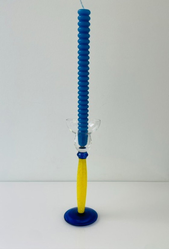 Image 1 of Candelabro vintage di design italiano in vetro Memphis x Murano.
