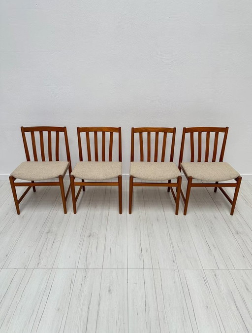 4x Vintage Teakholz Esszimmerstühle von Slagelse Møbelværk 60s