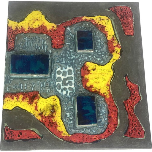 Vintage glazed ceramic wall plaque