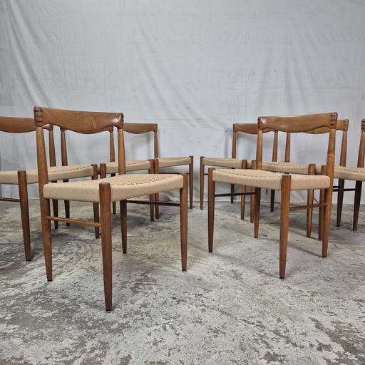 H.W. Klein, sillas danesas vintage Bramin, nuevas con cordón de papel