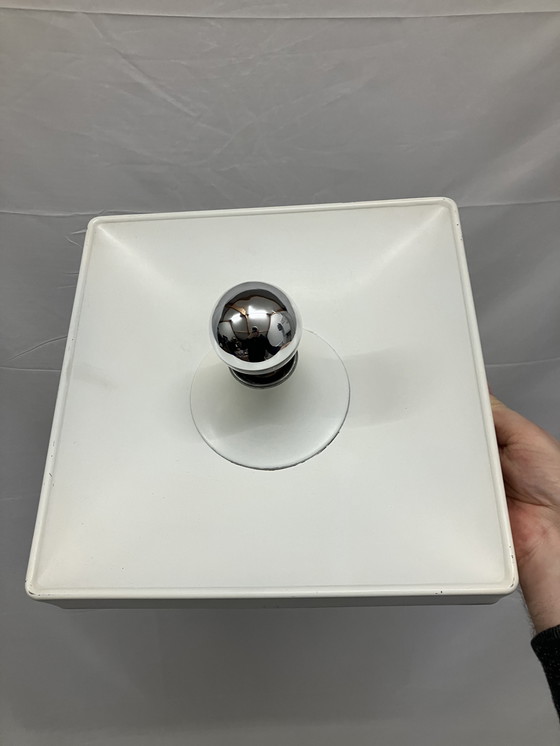 Image 1 of Vintage witte ijzeren vierkante wandlamp van Solken Leuchten