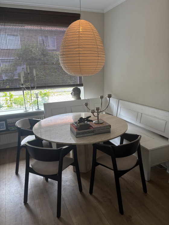 Image 1 of 3 chaises de salle à manger design en bois foncé, style japonais moderne Ibiza