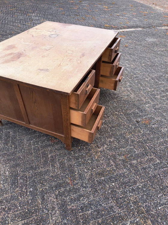 Scrivania doppia vintage in legno con cassetti originali – Scrivanie, Wood (photo 4 of 8)