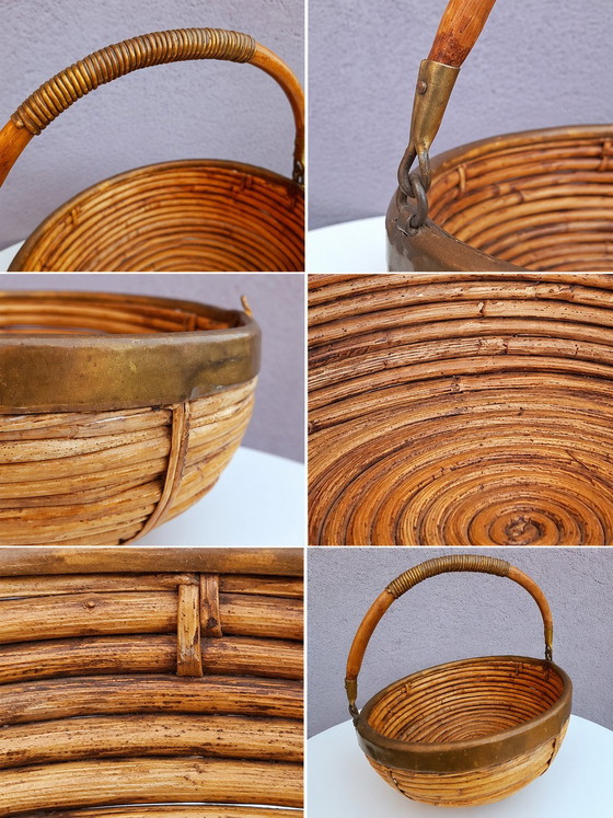 Cesto in rattan e ottone, 1970 – Oggetti decorativi, Brass (photo 6 of 12)