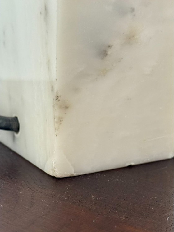 Image 1 of Vintage marble table lamp with linen shade