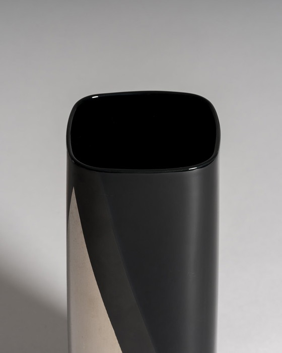 Image 1 of Helmut Drexler for Rosenthal, “Platinnebel” Vase Trio, Porcelaine Noire with Platinum, 1980s