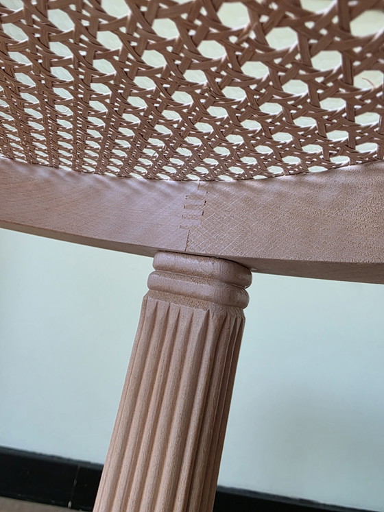 Image 1 of Tavolino vintage in stile Hollywood Regency | Struttura in legno | Cinghie e vetro | Anni '70/'80