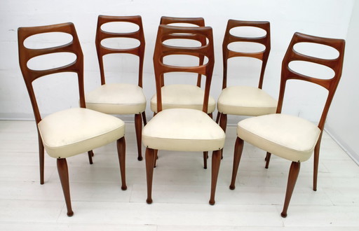 Sechs Vittorio Dassi Mid-Century Modern Italienische Mahagoni-Esszimmerstühle, 1950er Jahre