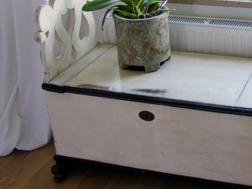 Storage bench, antik, painted 