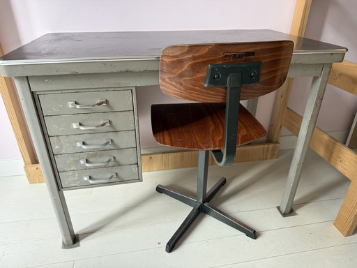 Vintage Gispen junior desk including school chair