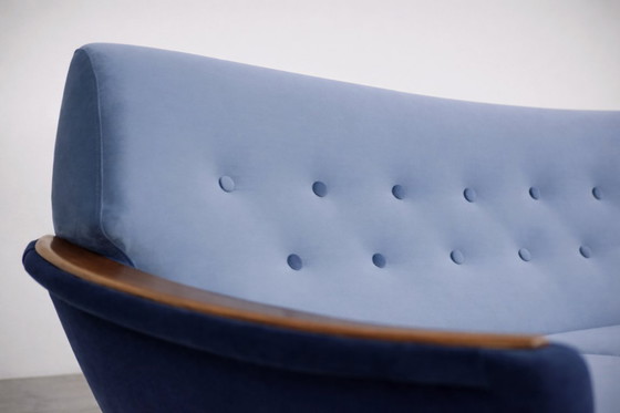 Image 1 of Vintage Mid-Century Scandinavian Modern Blue Velvet Living Room Set by Holm Fabriker AB, Set of 2, 1960s