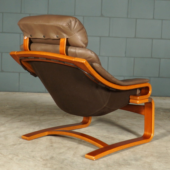 Image 1 of Deense “Apollo” fauteuil met hocker – Svend Skipper – jaren 70