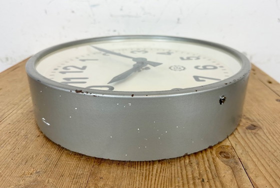 Image 1 of Grey Industrial Factory Wall Clock From Chronotechna, 1950s