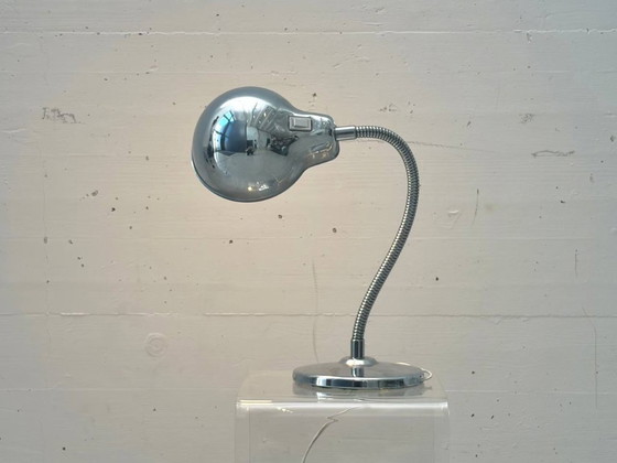 Image 1 of Chrome table lamp with gooseneck, Italy, 1960s