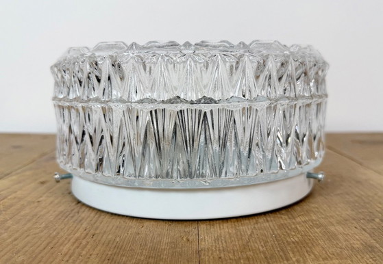 Vintage glazen wand- of plafondlamp uit de jaren 70. – Wandlampen, Glass, Metal (photo 5 of 15)