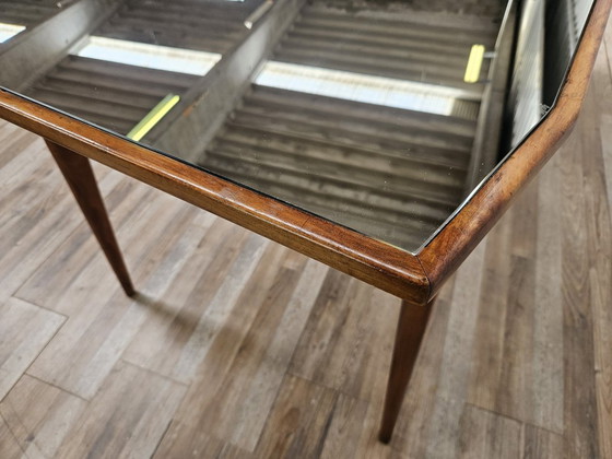 1950s wooden dining table with mirrored top (photo 6 of 15)