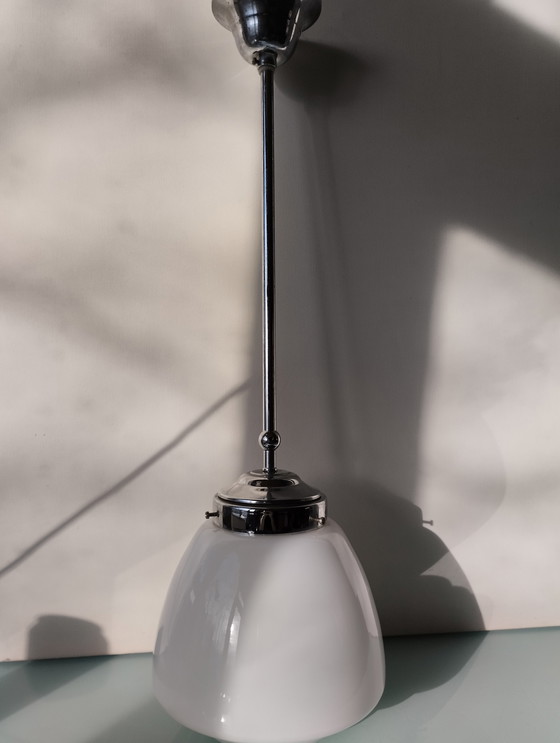 Image 1 of GISO - Ceiling Lamp - Opaline Glass - Art Deco School Lamp Netherlands - Art Deco - 1930-1940