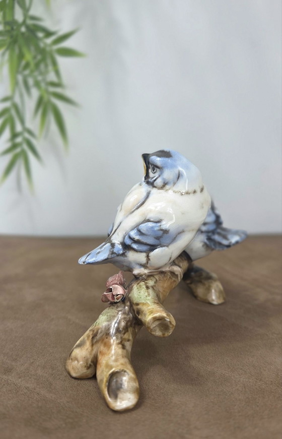 Vintage Bruno Merli Sculpture, Two Birds on a Flowering Branch, Signed Italian Ceramic, Decorative Objects (photo 5 of 10)