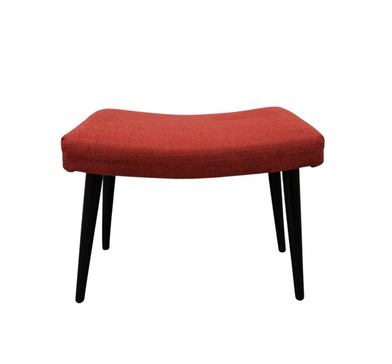 Fifties Vintage Red Footstool – Textile, Wood (photo 2 of 9)