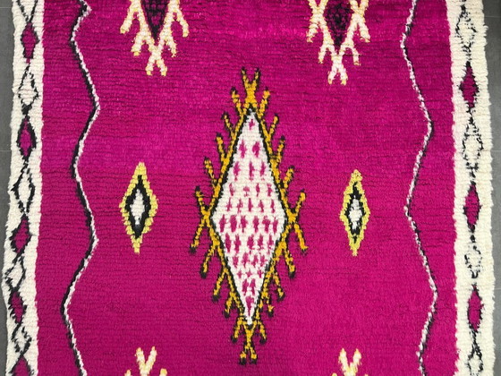Image 1 of Berber Rug - 311 cm x 204 cm - pink and white Wool