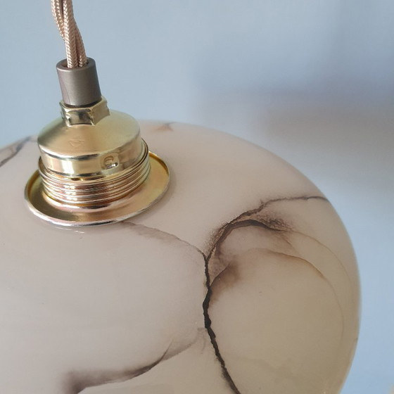 Image 1 of Set di lampade a sospensione vintage in opalino marmorizzato (chiamato anche effetto tartaruga)