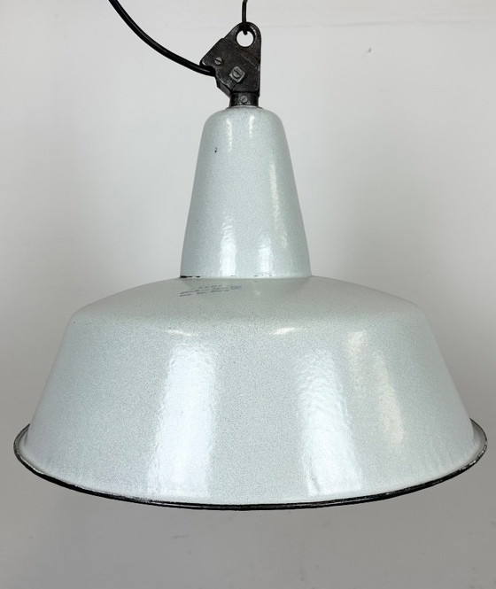 Image 1 of Large Industrial Grey Enamel Factory Pendant Lamp from Zaos, 1960s