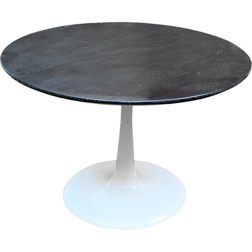 Mesa de centro vintage de mármol negro y aluminio, 1970