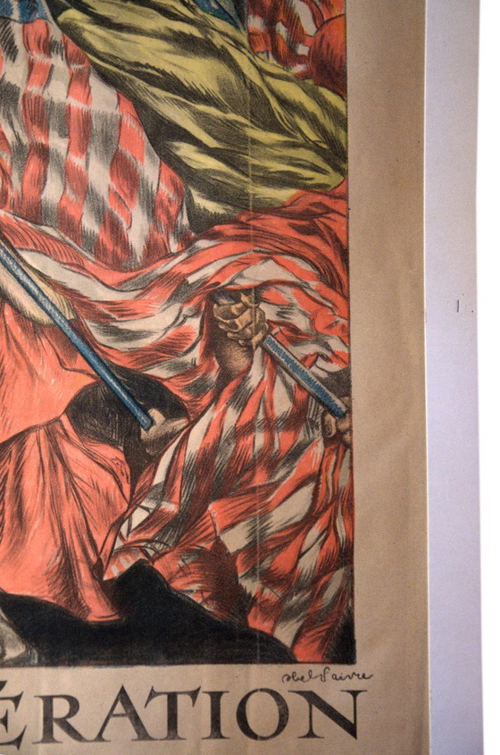 Originele poster op karton, "De bevrijdingslening", Bankeconomie, Abel Faivre, Maquet Gr, 80x120cm, Eerste (photo 4 of 11)