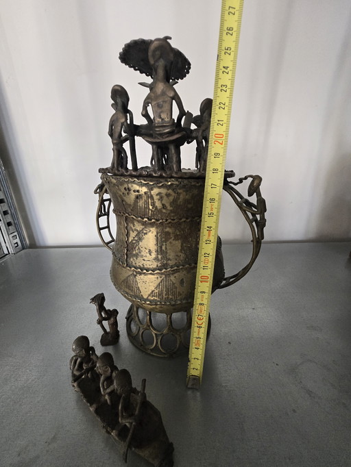 African bronze decorated ash cup