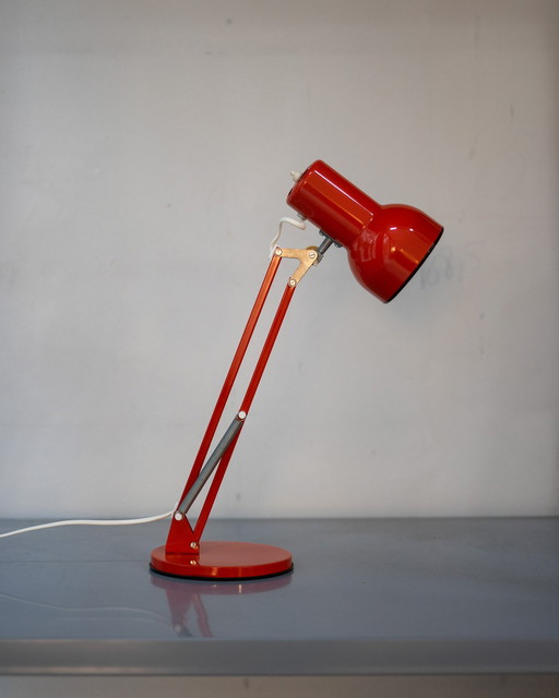 2 X Danish Red Table Lamps By Lyskær Belysning