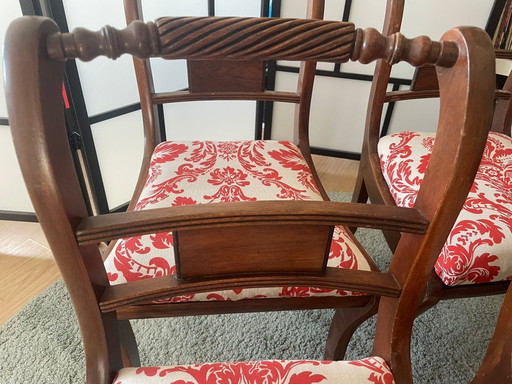 4 x chaises de salle à manger de style Regency revival du milieu du 20e siècle