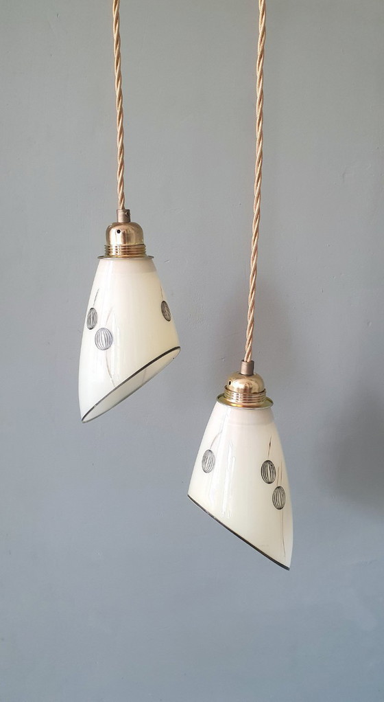 Set Vintage Hanglampen Met Decoratie. Beige / Zacht Geel – Metal (photo 5 of 27)