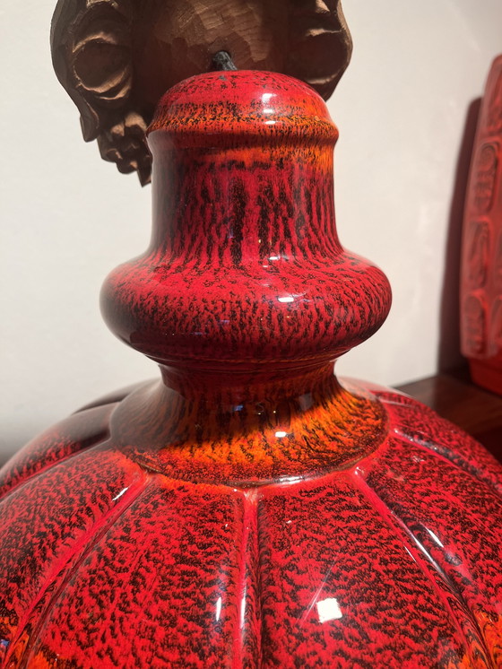 Image 1 of 3 lámparas colgantes de cerámica roja, cerámica de Alemania Occidental, años 60/70